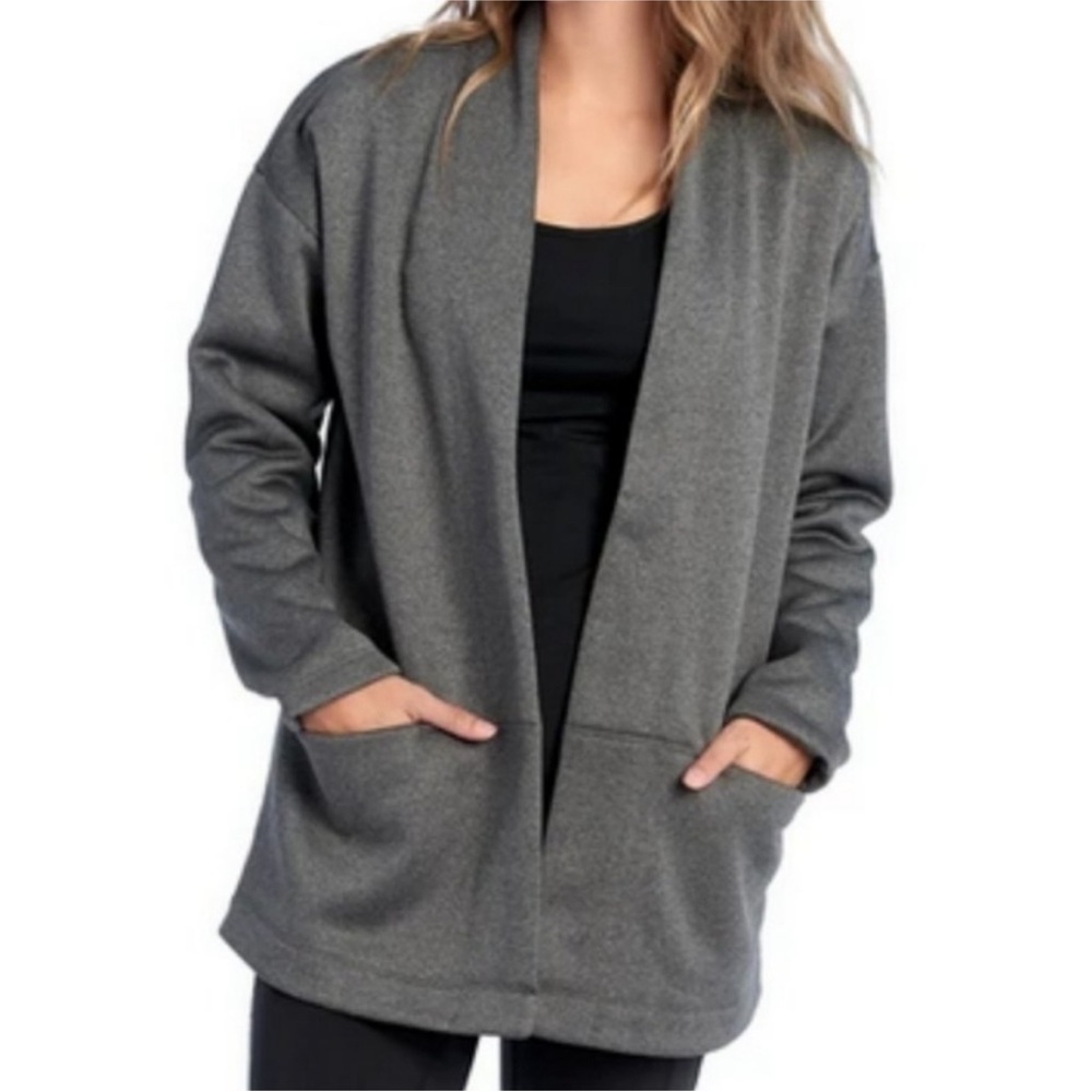 Lole Ananti Meteor Heather Gray Cardigan Sweater Fleece Lined Size Medium